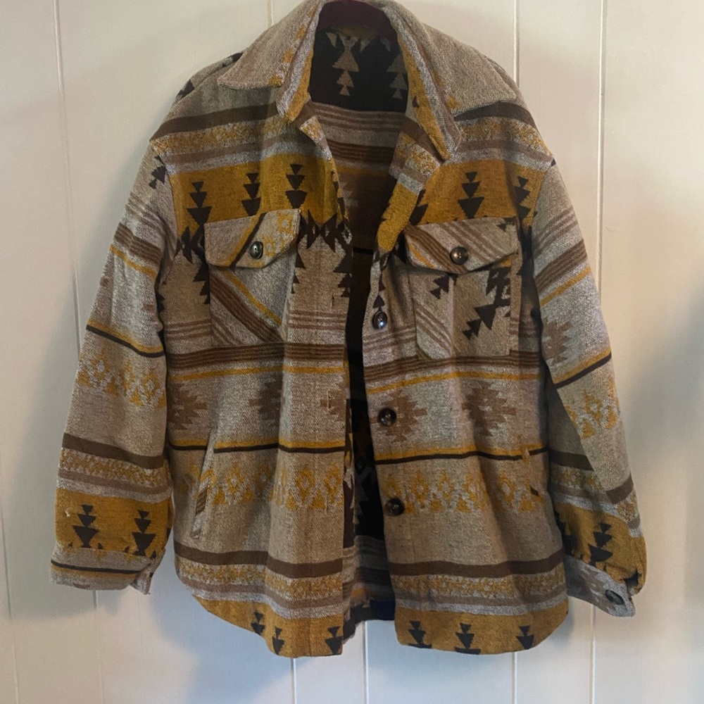 Staccato Men's Geometric Jacket - Brown and Yellow